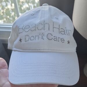 White Cap with Rhinestone Design